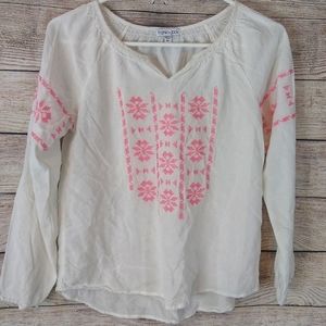 💚 Franki & Jack embroidered top Pink and white XL